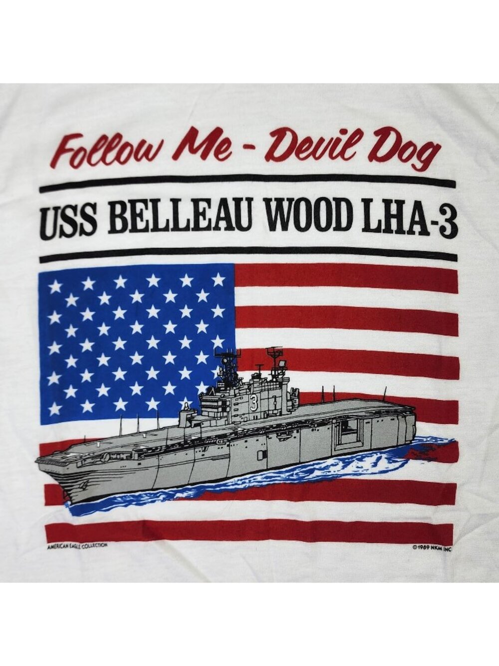 Hanes Vintage USS Belleau Wood LHA-3 White Cotton T-Shirt, Men's
